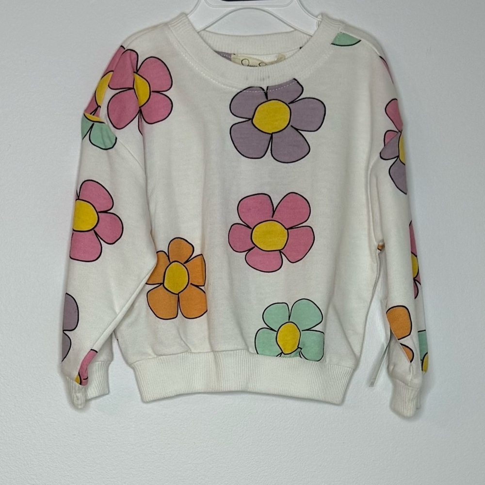 Jessica Simpson Kids' Floral Sweatshirt - White, Pink, Orange, Green, Purple